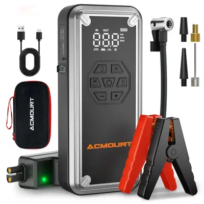 【 CAR LIFESAVER! 】ACMOUNT 4-in-1 3000A Jump Starter & Air Compressor, 150PSI Tire Inflator + Power Bank + LED Light + LCD...