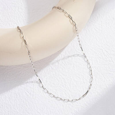 925 Sterling Silver Paperclip Chain Necklaces for Women