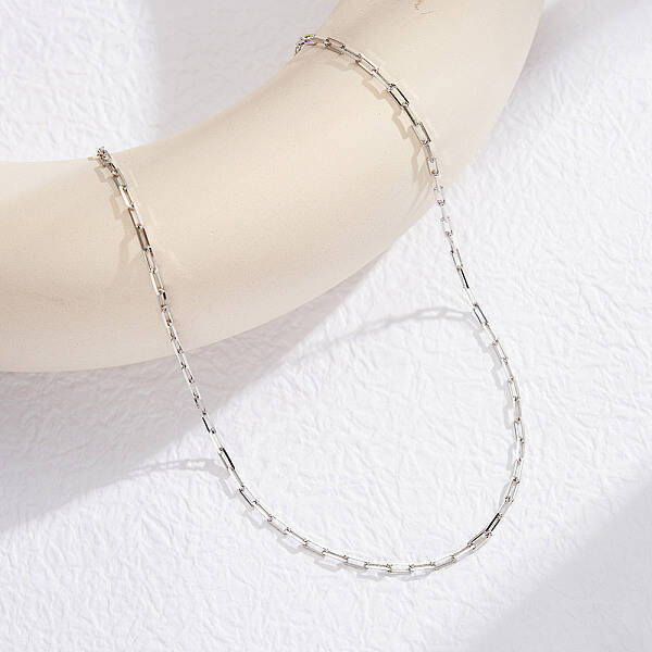 925 Sterling Silver Paperclip Chain Necklaces for Women