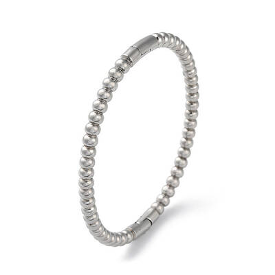 Rack Plating Brass Round Beaded Hinged Bangles