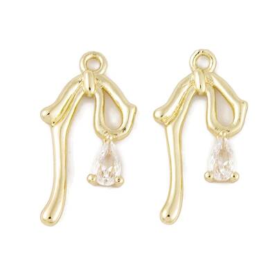 Brass Micro Pave Clear Cubic Zirconia Pendants