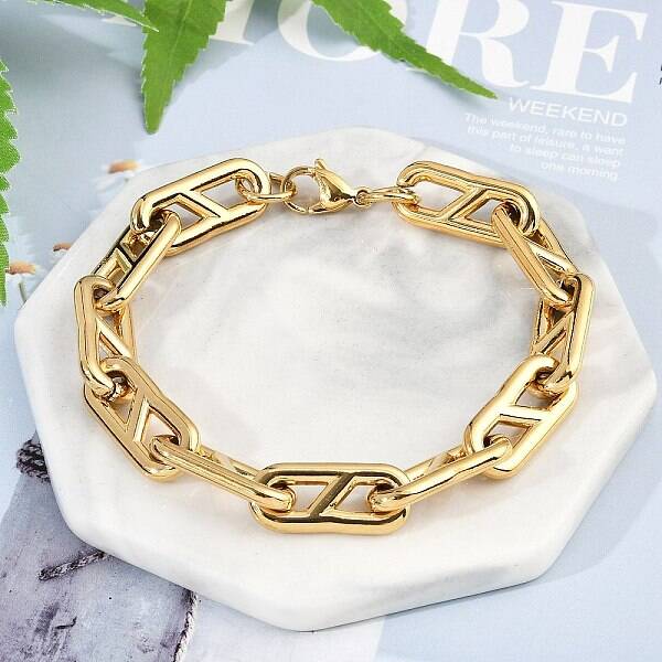 304 Stainless Steel Oval Link  Chain Bracelets for Women Men