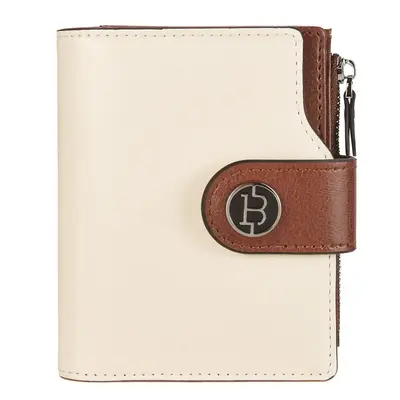 BOSTANTEN Women Leather Wallet Small RFID Blocking Bifold Zipper Pocket Wallet Card Case with ID Window Mom Pouch