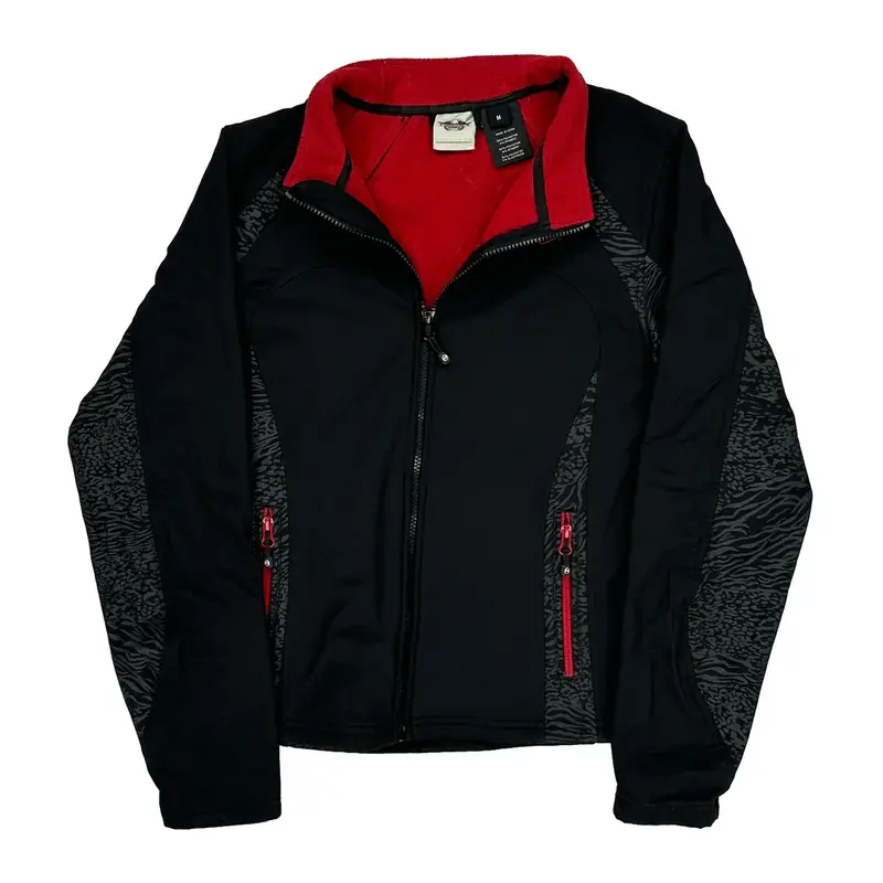 Harley Davidson Track Jacket - Medium Black Polyester Blend