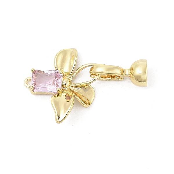 Brass Micro Pave Cubic Zirconia Fold Over Clasps
