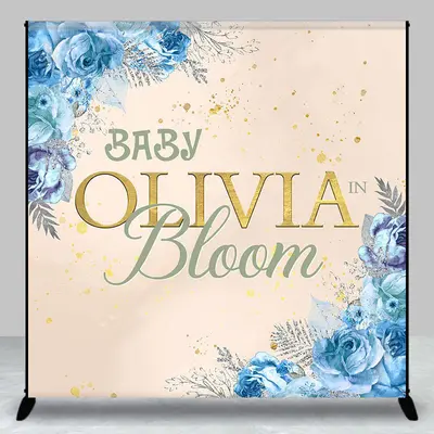 Floral Baby Bloom Custom Name Gender Reveal Backdrop