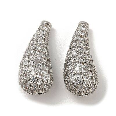 Brass Micro Pave Cubic Zirconia Beads