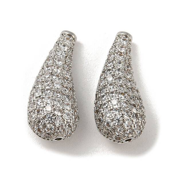 Brass Micro Pave Cubic Zirconia Beads