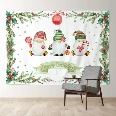 Aperturee Santa Dolls Green Tree Christmas Birthday Backdrop
