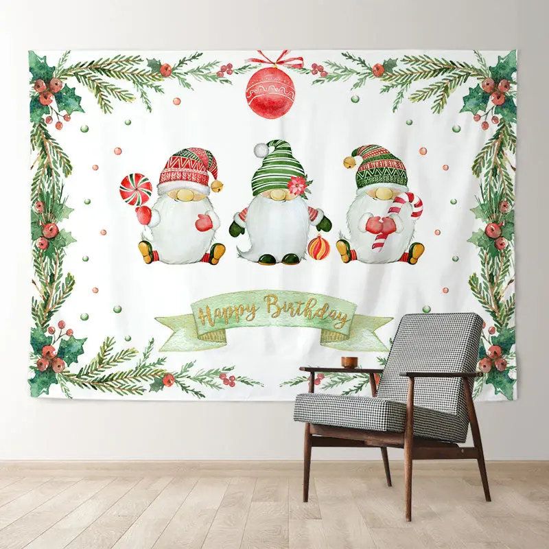 Aperturee Santa Dolls Green Tree Christmas Birthday Backdrop