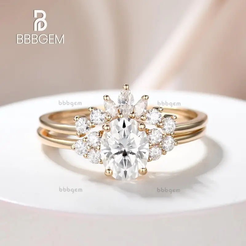Moissanite Nadia Engagement Ring Set Cluster Moissanite/Diamond Ring