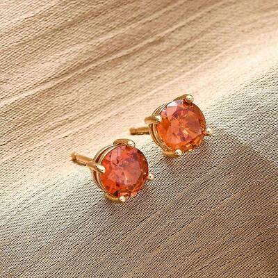 Flat Round Brass Pave Cubic Zirconia Stud Earrings for Women
