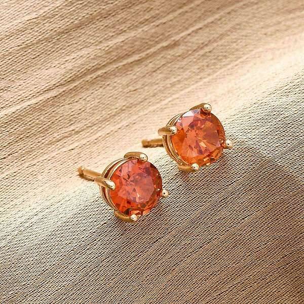 Flat Round Brass Pave Cubic Zirconia Stud Earrings for Women