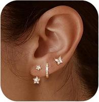 Jstyle 14K Gold Plated Earrings for Women Earrings for Multiple Piercings Cartilage Stud Small Hoop Dainty Earrings Set Jewel...