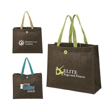 50 Custom Melbourne Natural Jute Tote - Interior Pocket