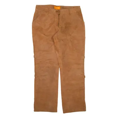 SNAP SHOT Womens Leather Trousers Brown Regular Straight W32 L29