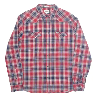 WRANGLER Mens Shirt Red Check Long Sleeve L