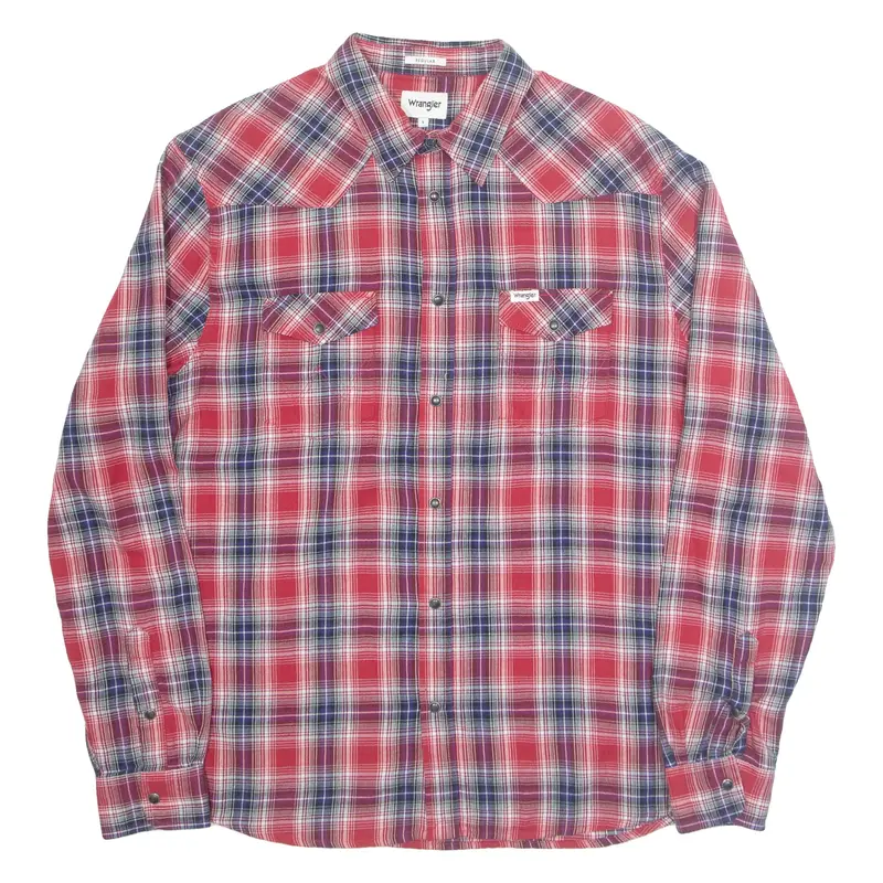 WRANGLER Mens Shirt Red Check Long Sleeve L