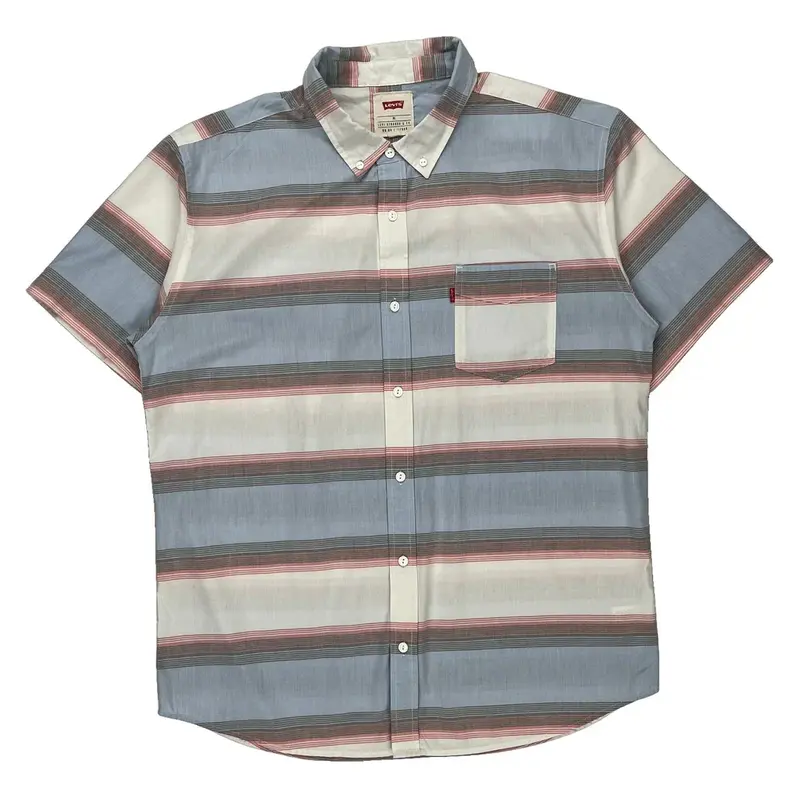 Levis Striped Short Sleeve Shirt - XL Multicoloured Cotton Blend