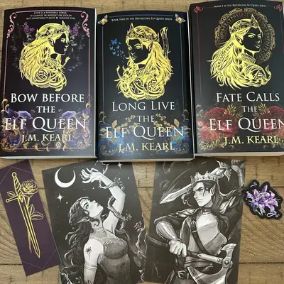Signed 3 Book Paperback Set of The Elf Queen Series with Art