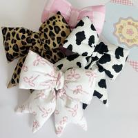 Puffy Bow Keychain - Black and White Cow Design, Pink Coquette Bows Design, Keychain Attachment, Ideal for Bags and Keys