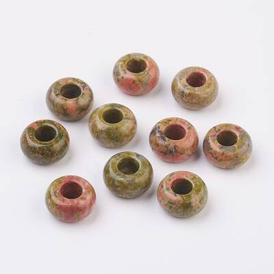 Natural Unakite European Beads