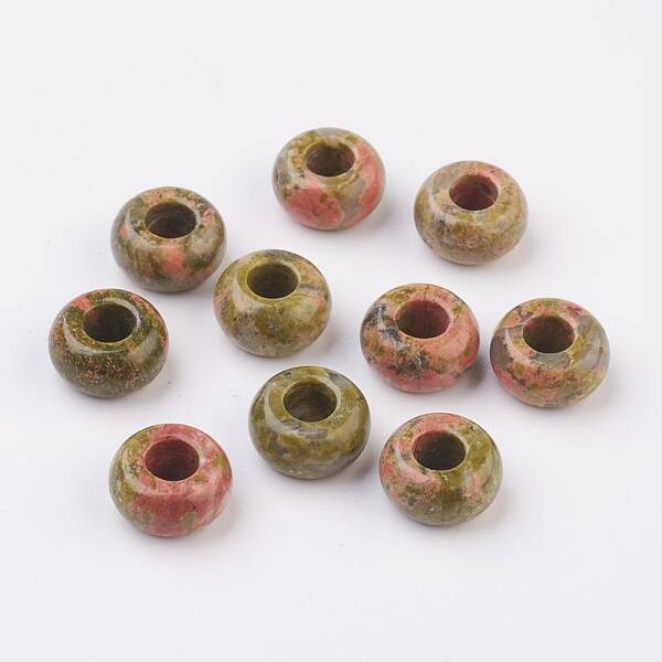 Natural Unakite European Beads