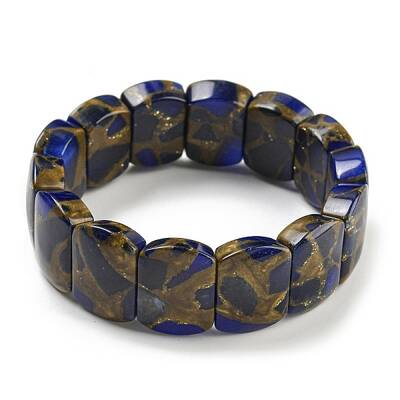 Synthetic Rectangle Gold Clinquant Stone Stretch Bracekets