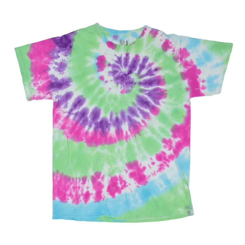FRUIT OF THE LOOM Tie Dye T-Shirt Green Short Sleeve Mens S