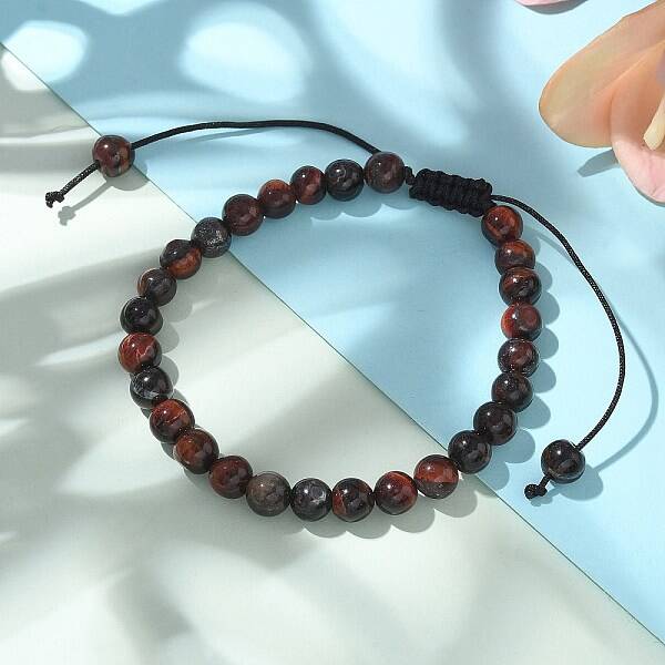 Synthetic Tiger Eye Round Bead Adjustable Braided Bracelets