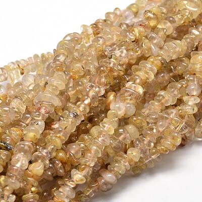 Natural Rutilated Quartz Chip Beads Strands