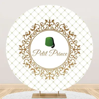 Gold Plaid Green Hat Petit Prince Round Backdrop