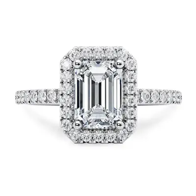 10K White Gold 1 CT Princess Moissanite Personalized Engraving Engagement Ring