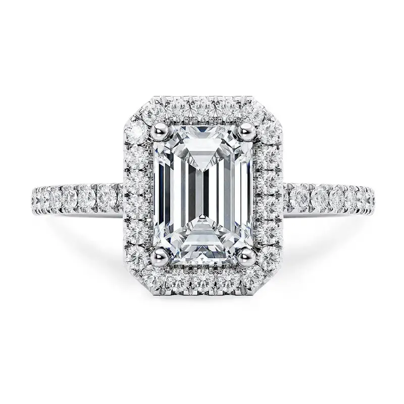 10K White Gold 1 CT Princess Moissanite Personalized Engraving Engagement Ring
