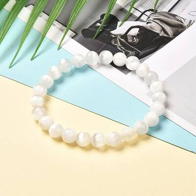 Natural Selenite Beads Stretch Bracelets