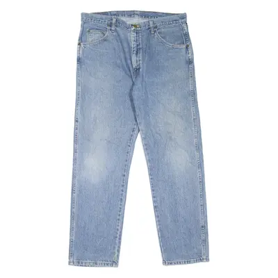 WRANGLER Mens Jeans Blue Regular Straight Stone Wash W36 L30