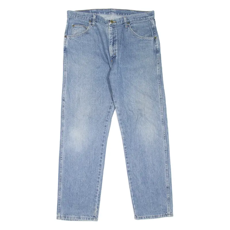 WRANGLER Mens Jeans Blue Regular Straight Stone Wash W36 L30