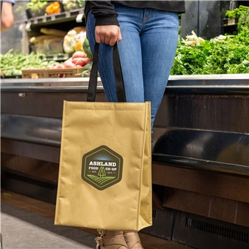 100 Customized Kraft Insulated Hook & Loop Grocery Tote Bag - ...