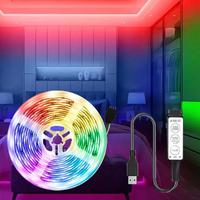 USB Powered LED Strip Light, RGB Color Changing LED Light with Remote Control, Dimmable LED Strip Light for Home Decor, TV Ba...