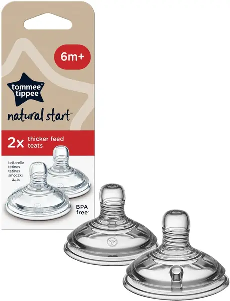 Tommee Tippee Natural Start Anti-Colic Teat Bottle Teat Thick Food 6 Months+ 2 Pieces