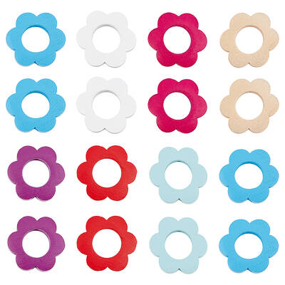 28Pcs 7 Colors Dyed Wood Beads