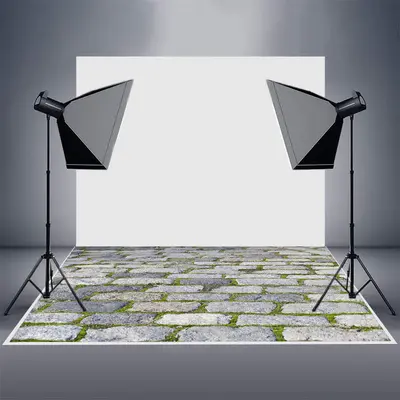Classic Cobblestone Road Weeds Photo Rubber Floor Mat - Aperturee