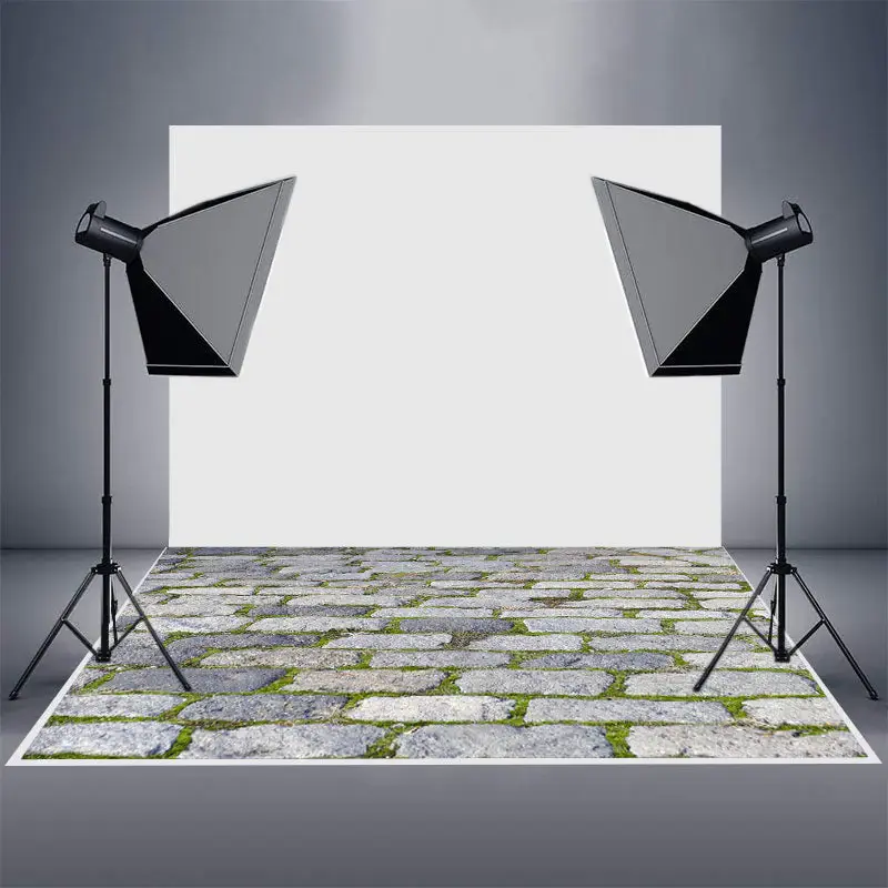 Classic Cobblestone Road Weeds Photo Rubber Floor Mat - Aperturee