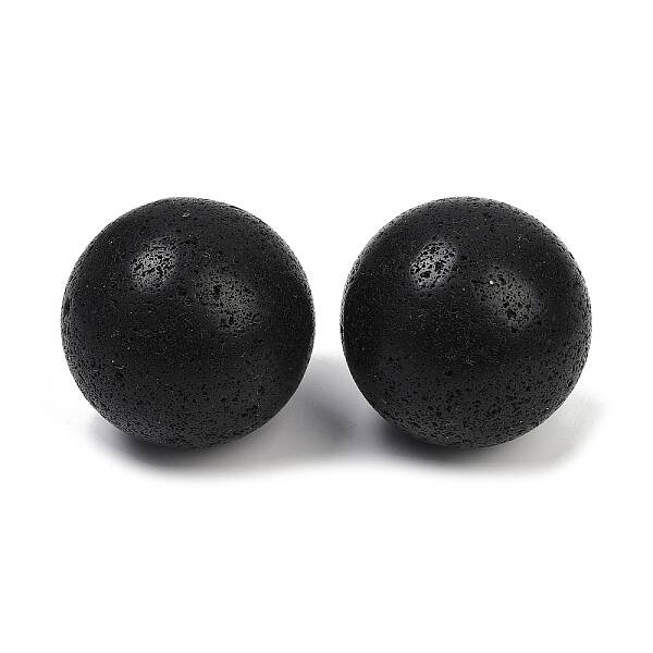 Natural Lava Rock Sphere Beads