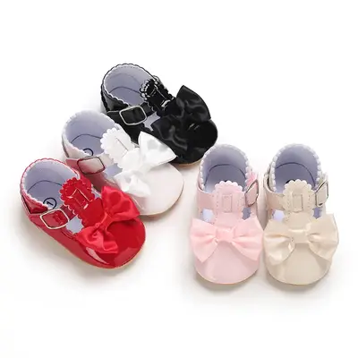 Baby girl bow princess shoes Mary Jane flat shoes baby shoes