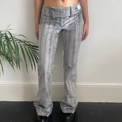 Esz Denim Flared Cord Trousers - 29W UK 8 Grey Cotton