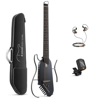 【openbox】Donner HUSH I Acoustic-Electric Guitar Kit for Travel Practice - Maple Black