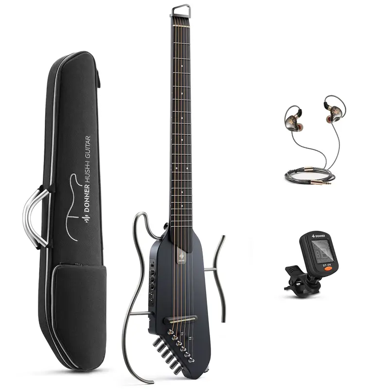 【openbox】Donner HUSH I Acoustic-Electric Guitar Kit for Travel Practice - Maple Black