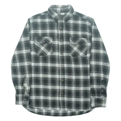 JACHS New YORKE Mens Flannel Shirt Black Check Long Sleeve L