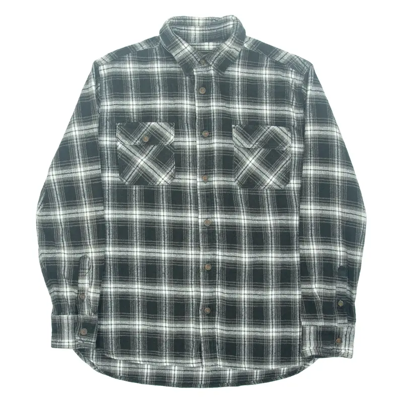 JACHS New YORKE Mens Flannel Shirt Black Check Long Sleeve L
